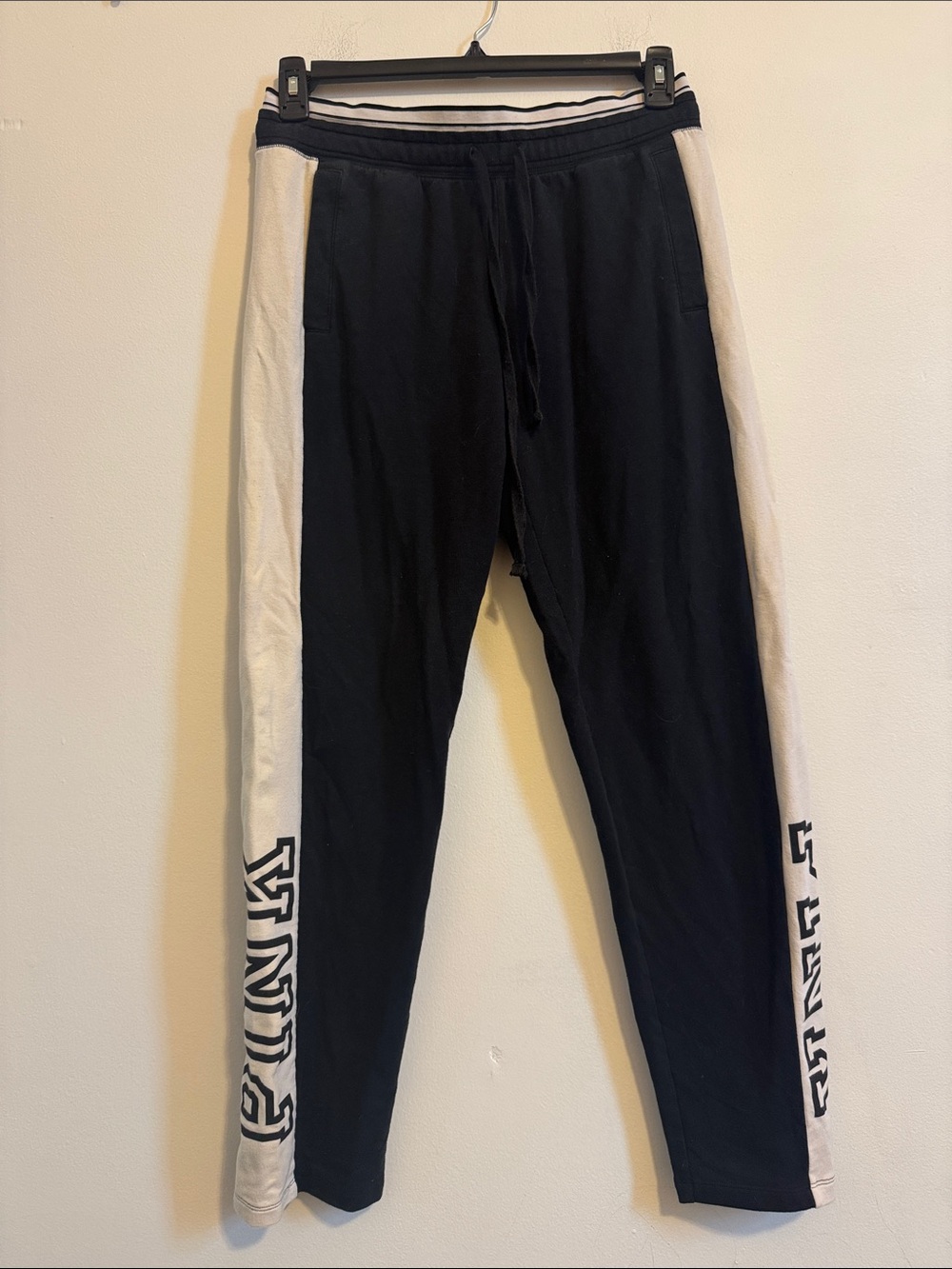 PINK Victoria's Secret Black Joggers with White Side Panels
